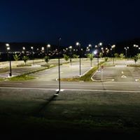 Pohe Island Carpark all lit up at night