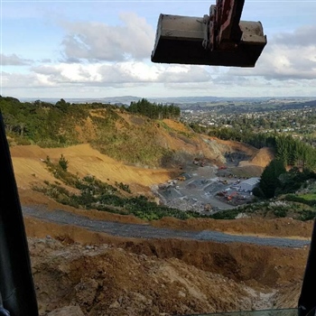 Digger looking over Western Hills Quarry