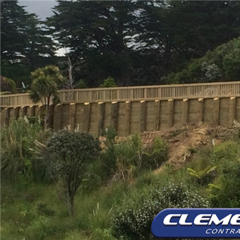 Timber retaining wall railing on Tutukaka Coast