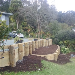 Timber retaining wall & raised garden