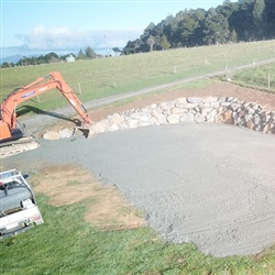 House site excavation & volcanic paddock stone retaining wall